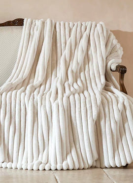 Striped Jacquard Rabbit Fur Blanket